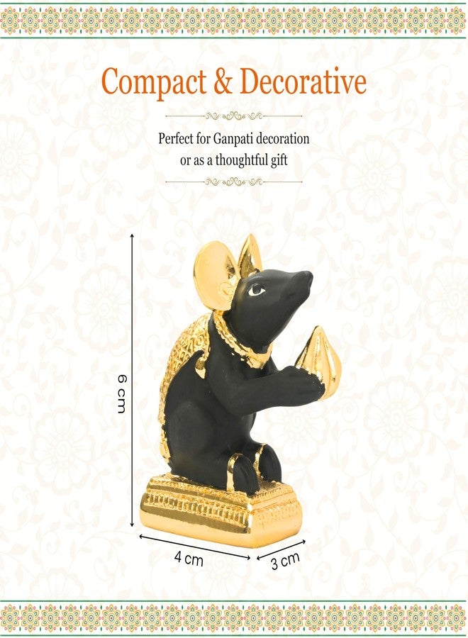 PUNYATVA Mushak Idol (Black-Gold Metal) - Mooshak Vahan for Ganpati Bappa, Gauri Pujan, Mushakraj Mouse Figurine, Ganesh Chaturthi Jewellery, Ganesh Ji Ornament, Festival Decoration Accessory - Image 5